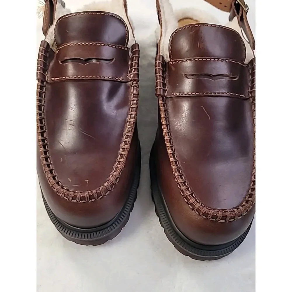 Dr Martens Slingback Chunky Loafers Brown M9 L10 Campus School College Preppy
